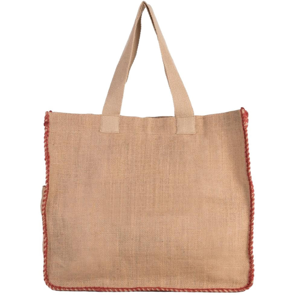 Sacosă textil cu cusături contrastante - maro (set 10 buc) 1 - craftup.ro