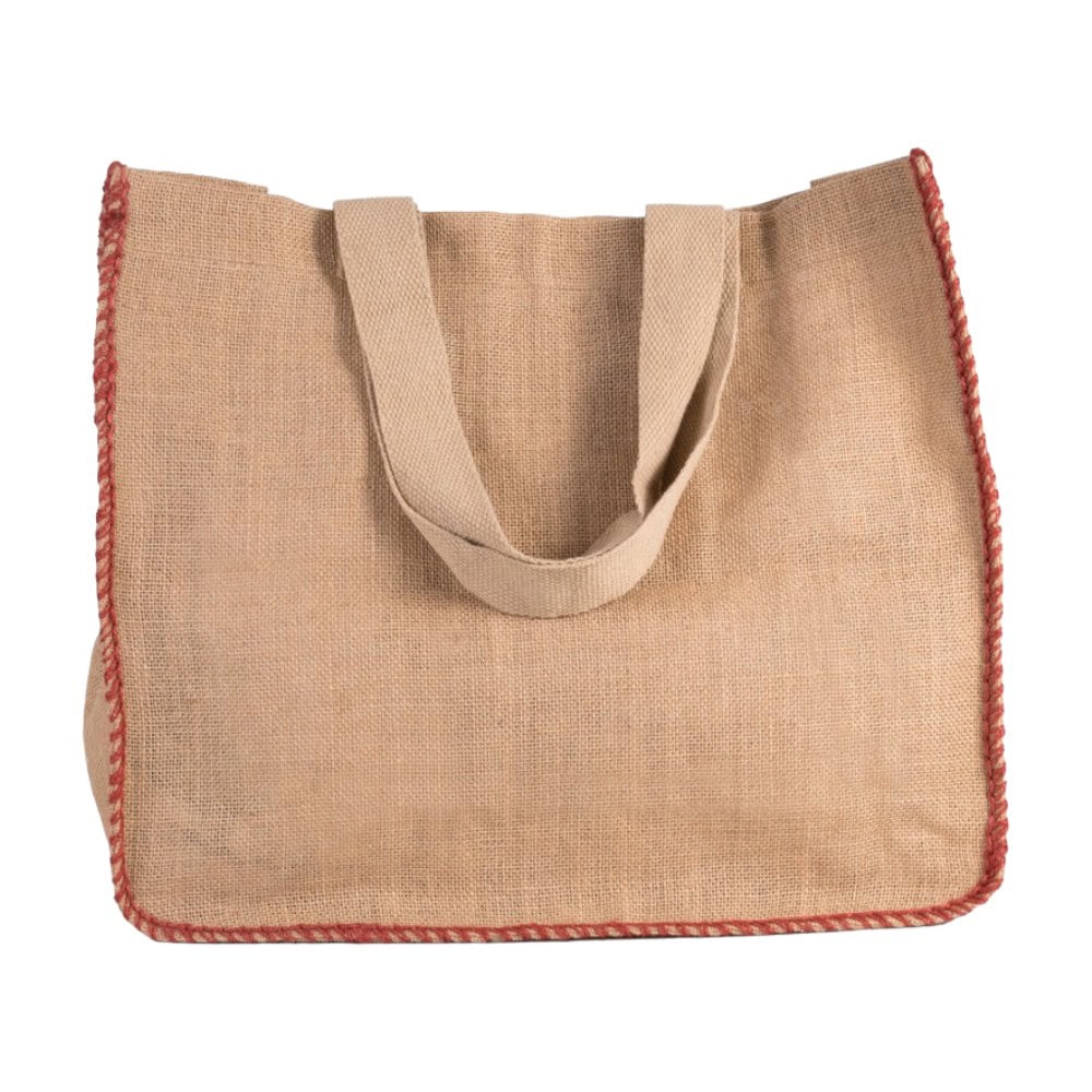 Sacosă textil cu cusături contrastante - maro (set 10 buc) 2 - craftup.ro