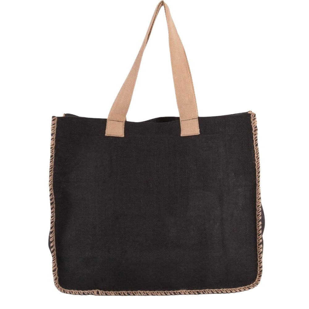 Sacosă textil cu cusături contrastante - negru (set 10 buc) 1 - craftup.ro