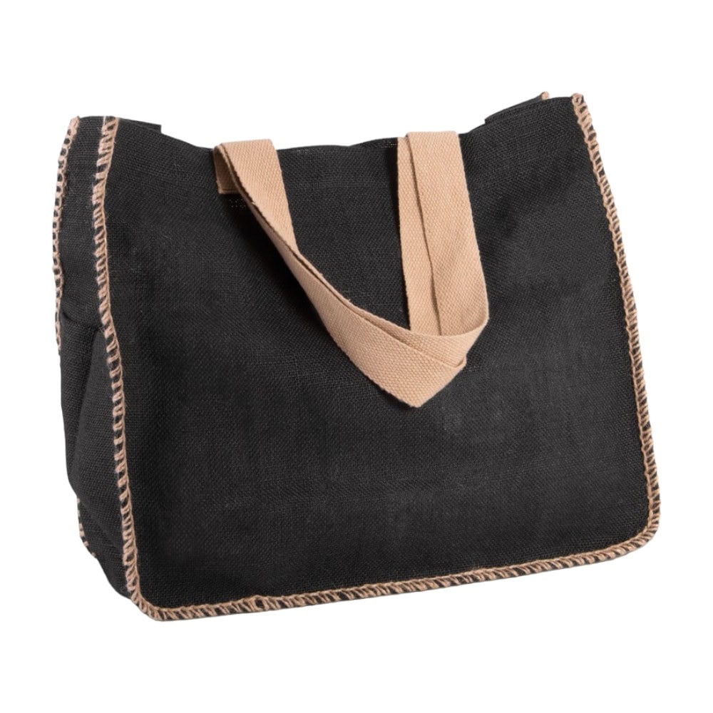 Sacosă textil cu cusături contrastante - negru (set 10 buc) 2 - craftup.ro