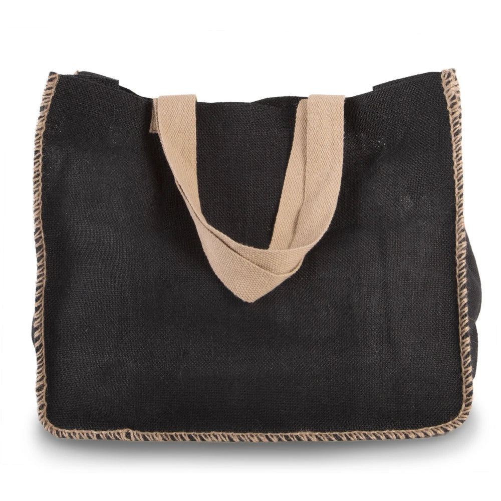 Sacosă textil cu cusături contrastante - negru (set 10 buc) 3 - craftup.ro