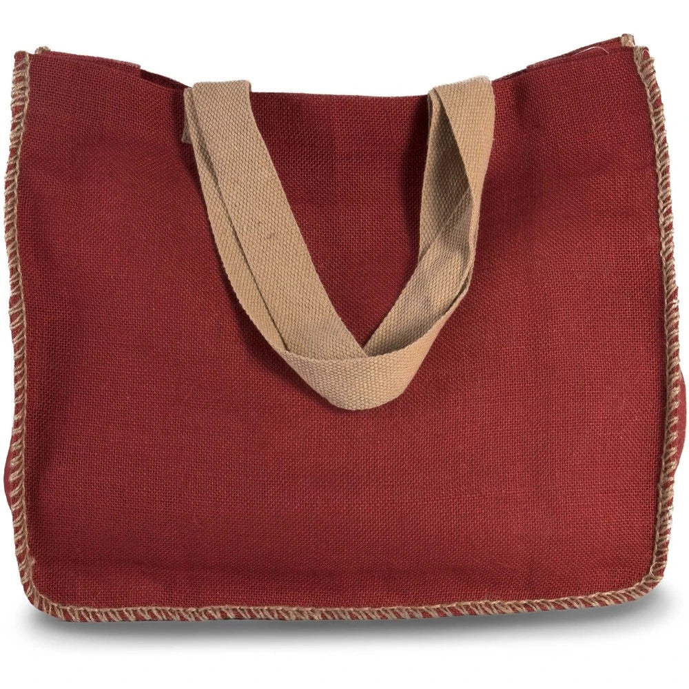 Sacosă textil cu cusături contrastante - roșu (set 10 buc) 2 - craftup.ro