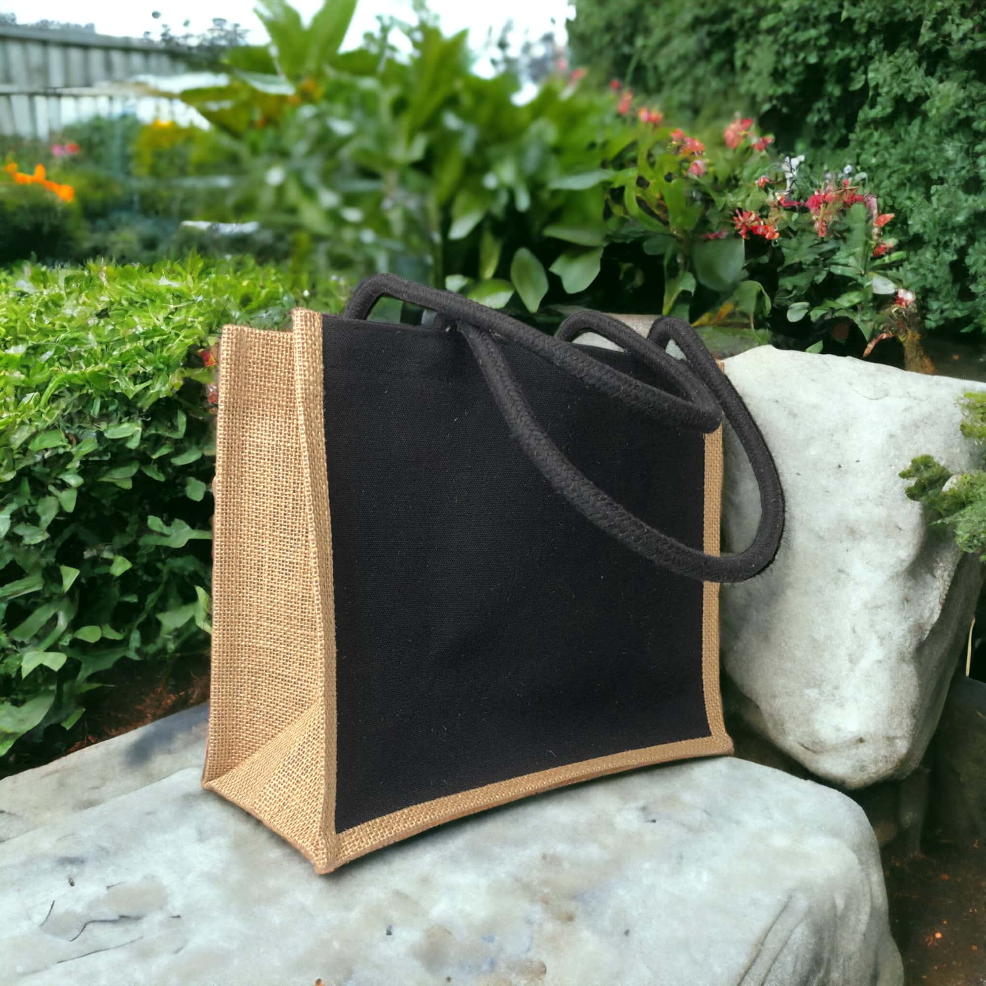Sacoșă textil cu interior rezistent la apă - negru-maro 3 - craftup.ro