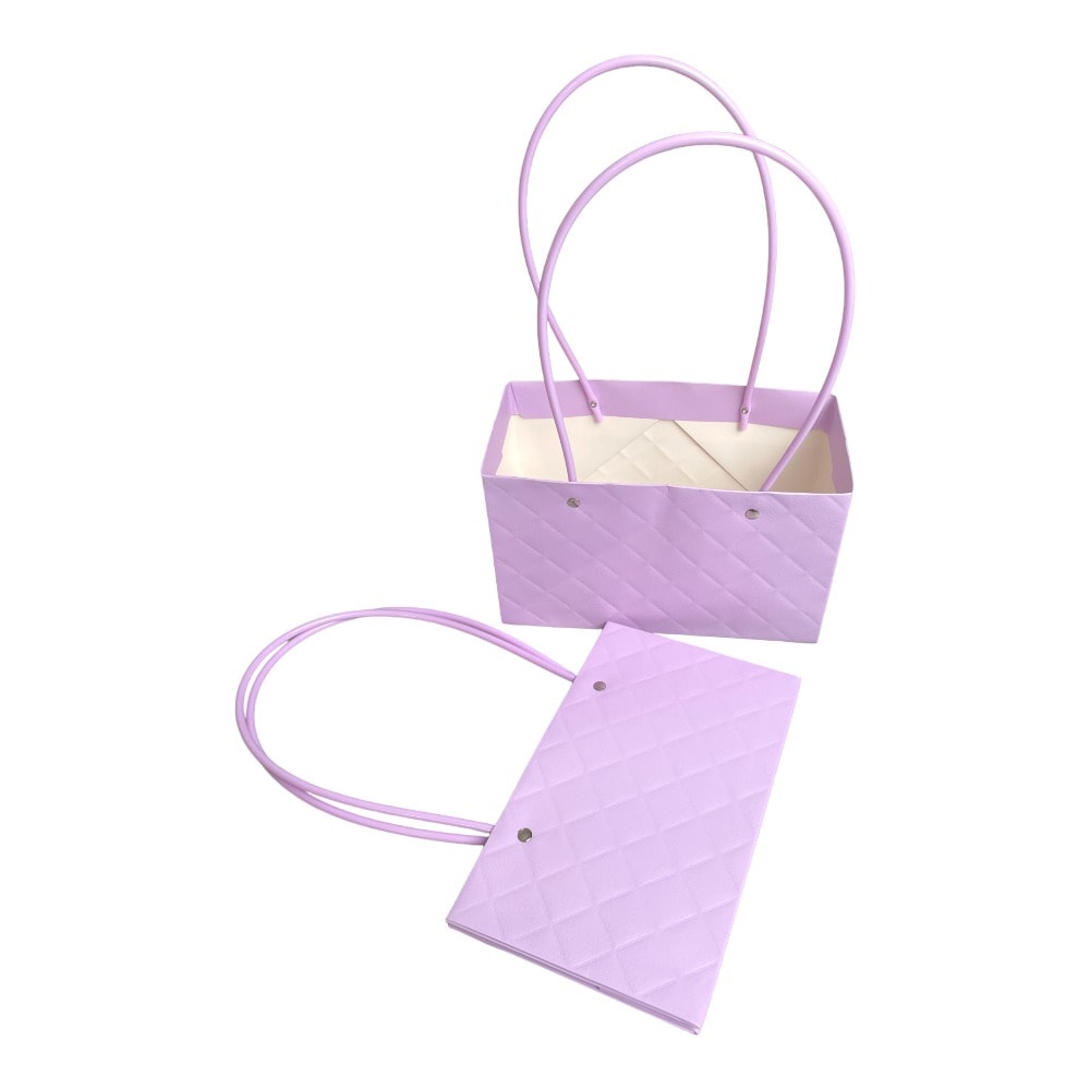 Sacoșe dreptunghiulare model romburi cu mâner - mov (set 10 buc) 2 - craftup.ro