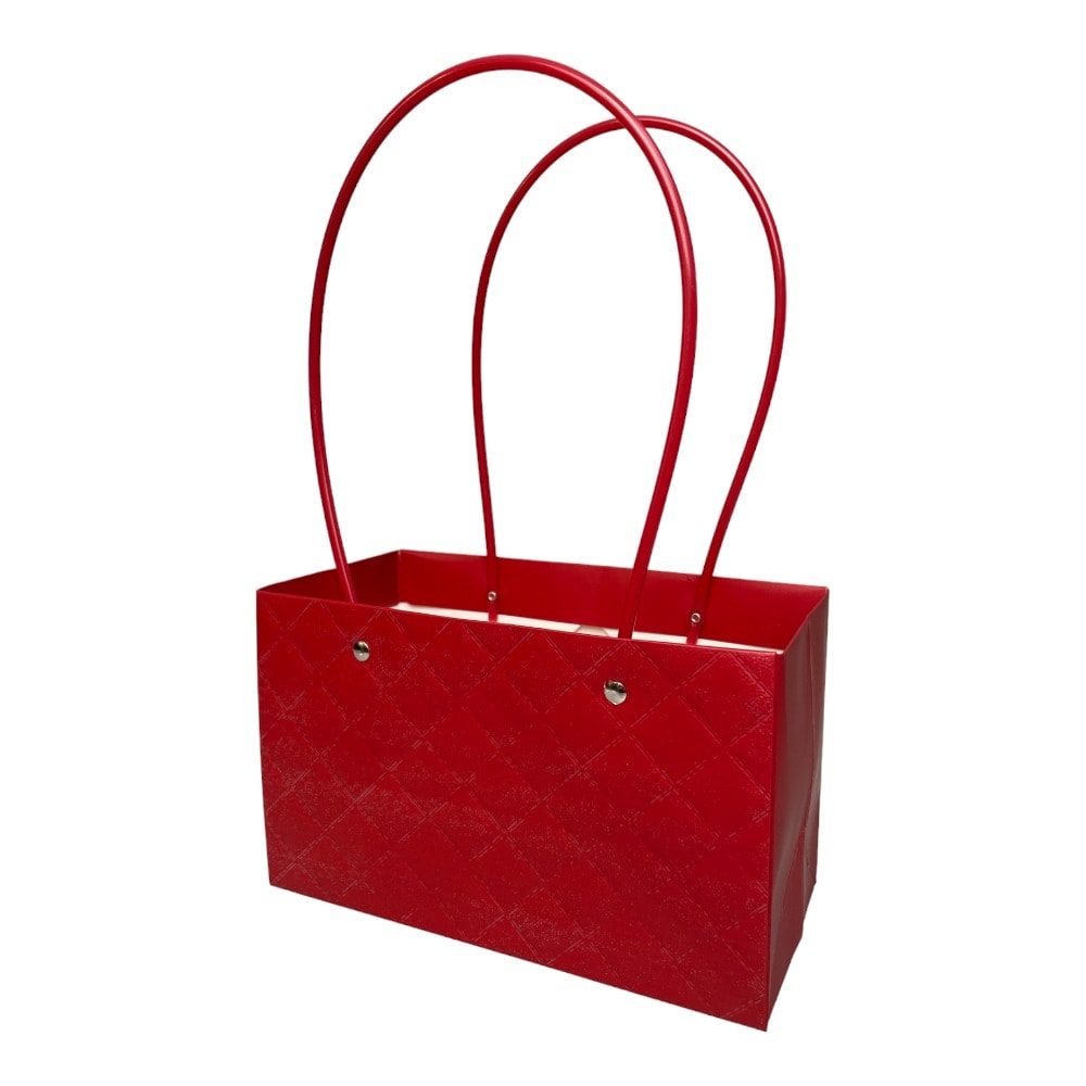 Sacoșe dreptunghiulare model romburi cu mâner - roșu (set 10 buc) 1 - craftup.ro