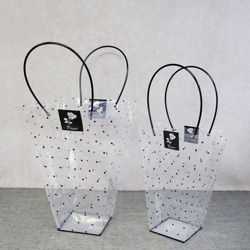Sacoșe ghiveci transparente cu buline negre 4 - craftup.ro
