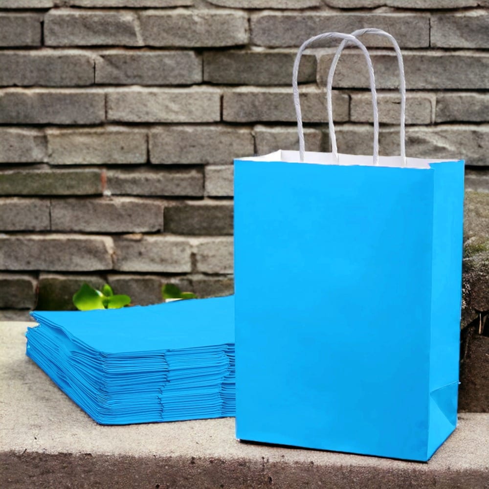 Sacoșe hârtie cu mâner răsucit - bleu 4 - craftup.ro