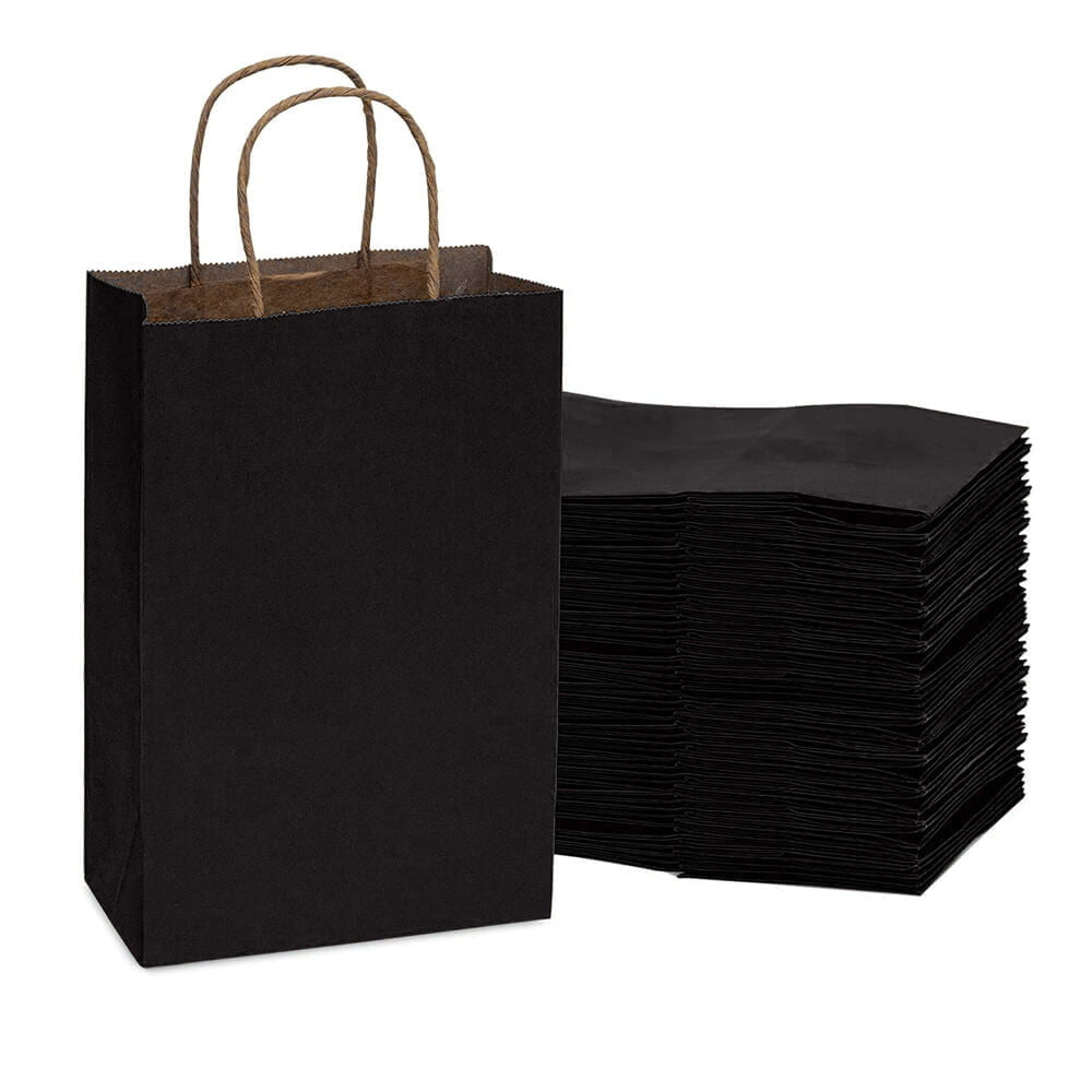 Sacoșe hârtie cu mâner răsucit - negru 1 - craftup.ro