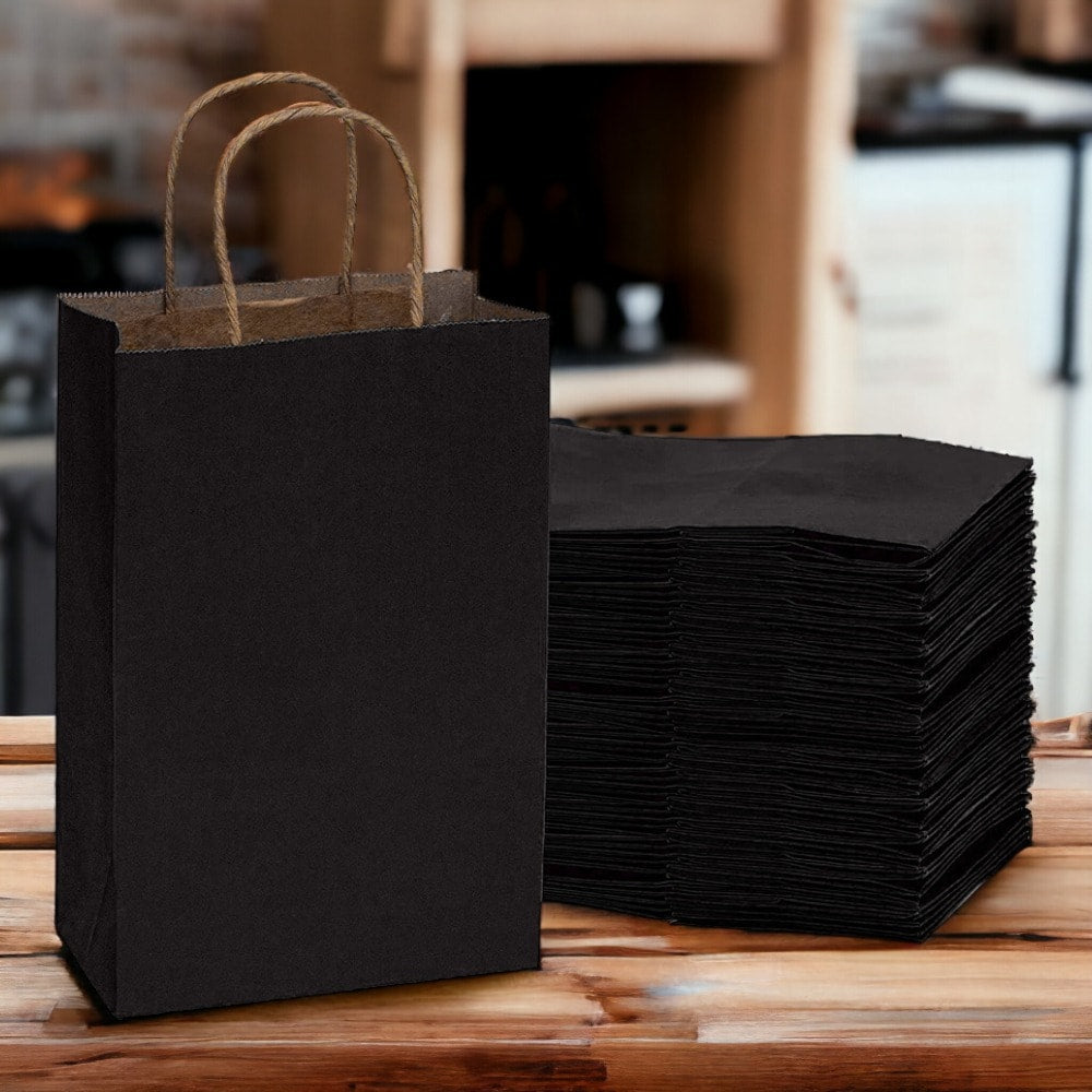 Sacoșe hârtie cu mâner răsucit - negru 4 - craftup.ro
