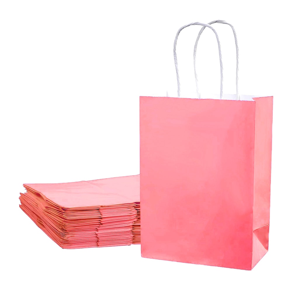Sacoșe hârtie cu mâner răsucit - roz 1 - craftup.ro