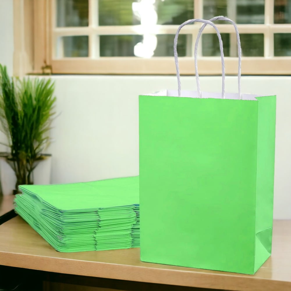 Sacoșe hârtie cu mâner răsucit - verde deschis 4 - craftup.ro