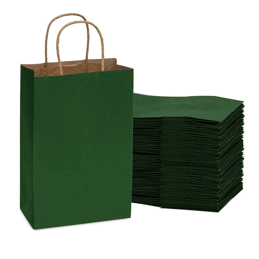Sacoșe hârtie cu mâner răsucit - verde închis 1 - craftup.ro