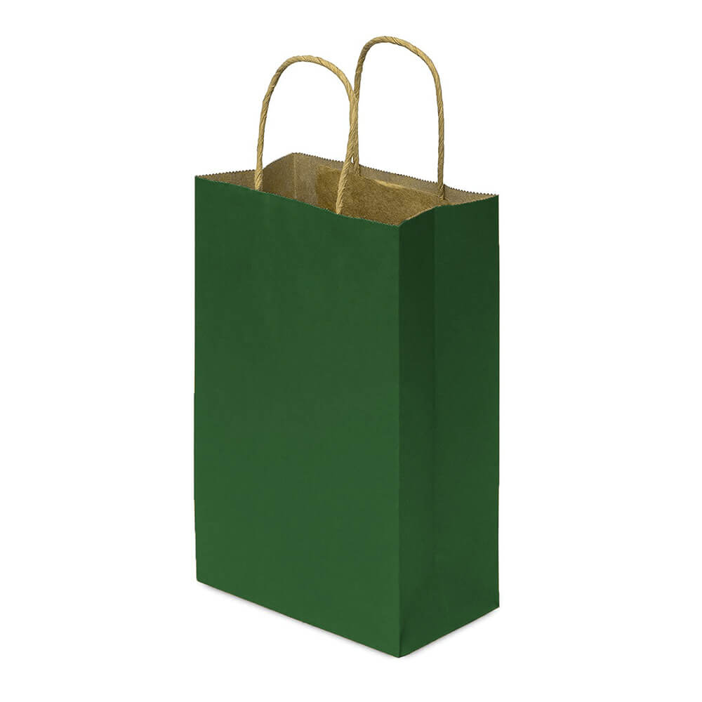 Sacoșe hârtie cu mâner răsucit - verde închis 3 - craftup.ro