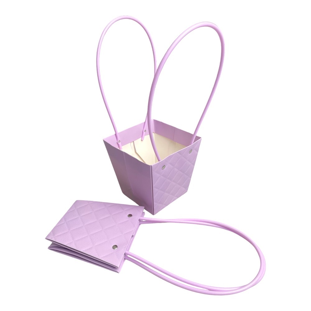 Sacoșe trapez model romburi cu mâner - mov (set 10 buc) 3 - craftup.ro