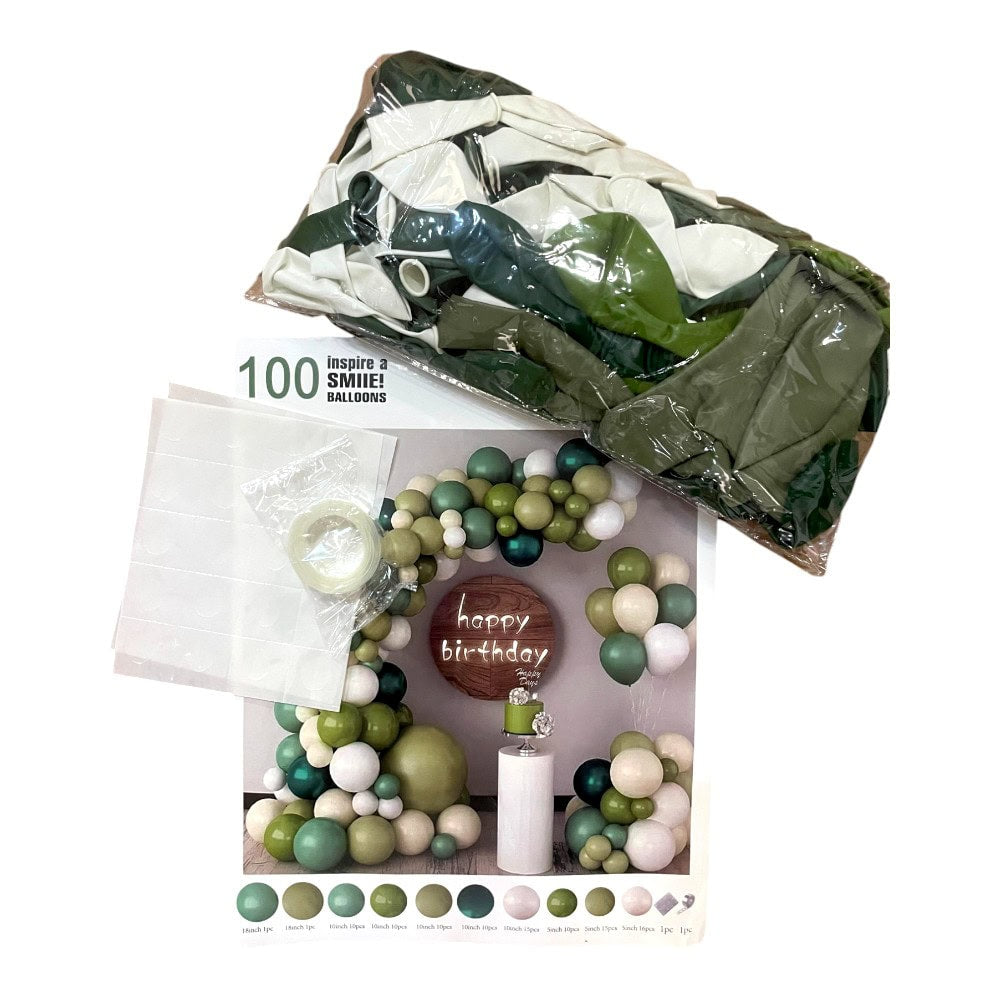 Set 100 baloane stil arcadă - model 10 verde 2 - craftup.ro