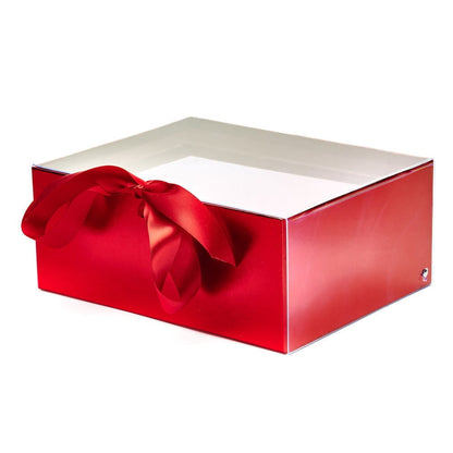 Set 2 cutii dreptunghiulare cu fereastră transparentă și panglică - roșu 2 - craftup.ro