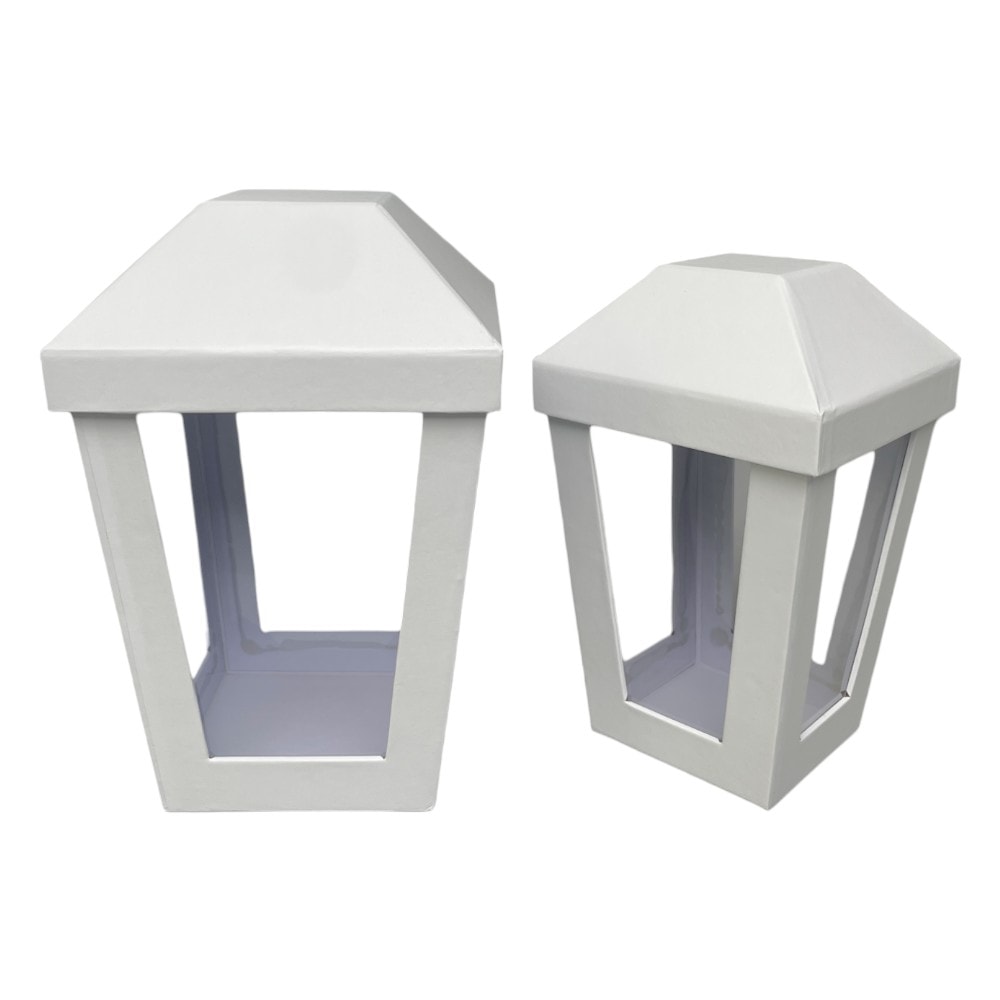 Set 2 cutii în formă de felinar cu capac - alb 1 - craftup.ro
