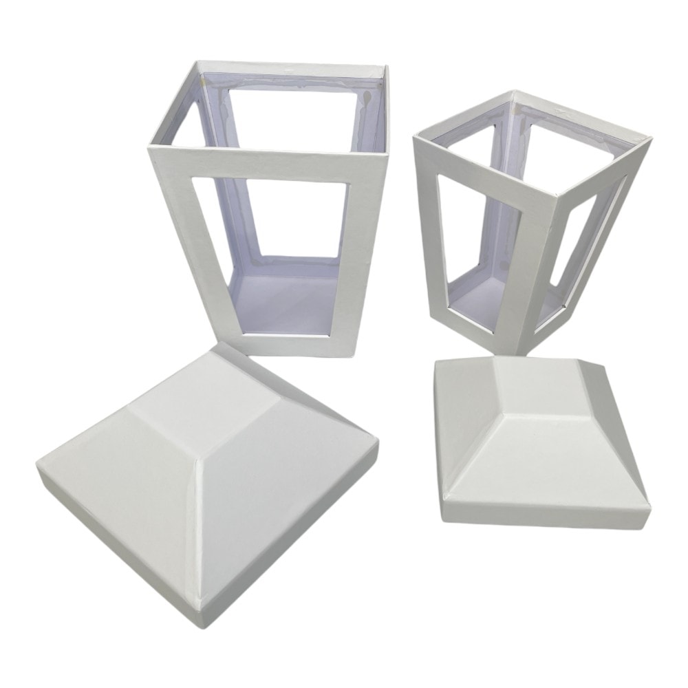 Set 2 cutii în formă de felinar cu capac - alb 3 - craftup.ro