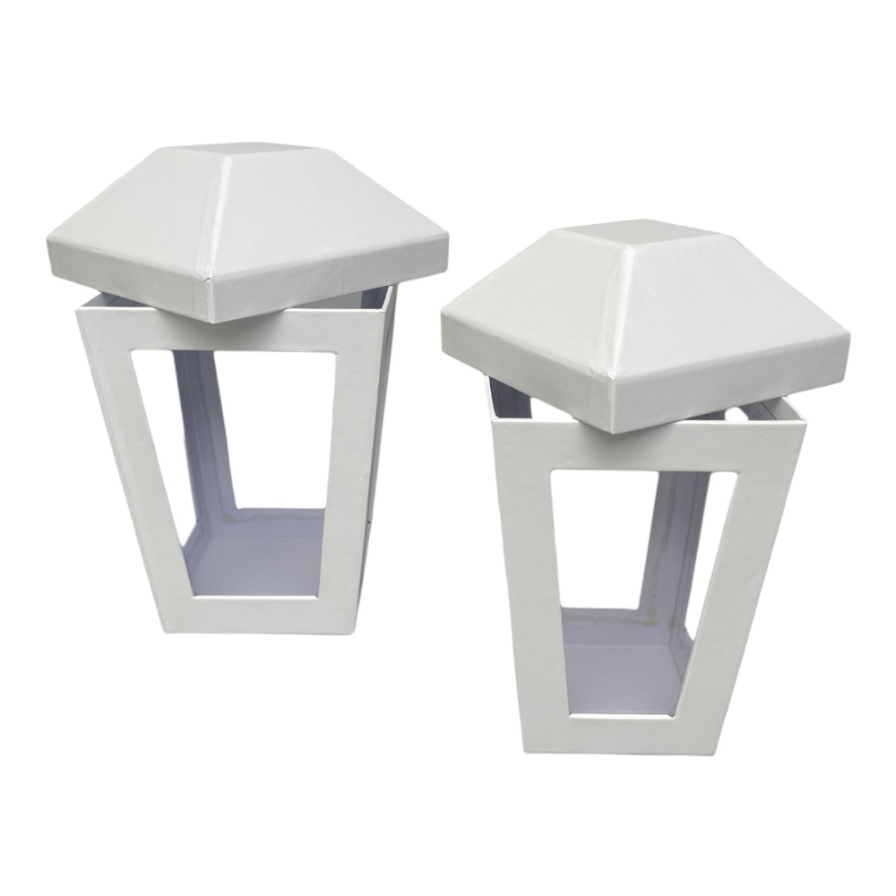 Set 2 cutii în formă de felinar cu capac - alb 4 - craftup.ro