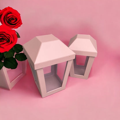 Set 2 cutii în formă de felinar cu capac - roz 2 - craftup.ro