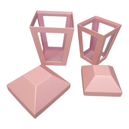Set 2 cutii în formă de felinar cu capac - roz 3 - craftup.ro