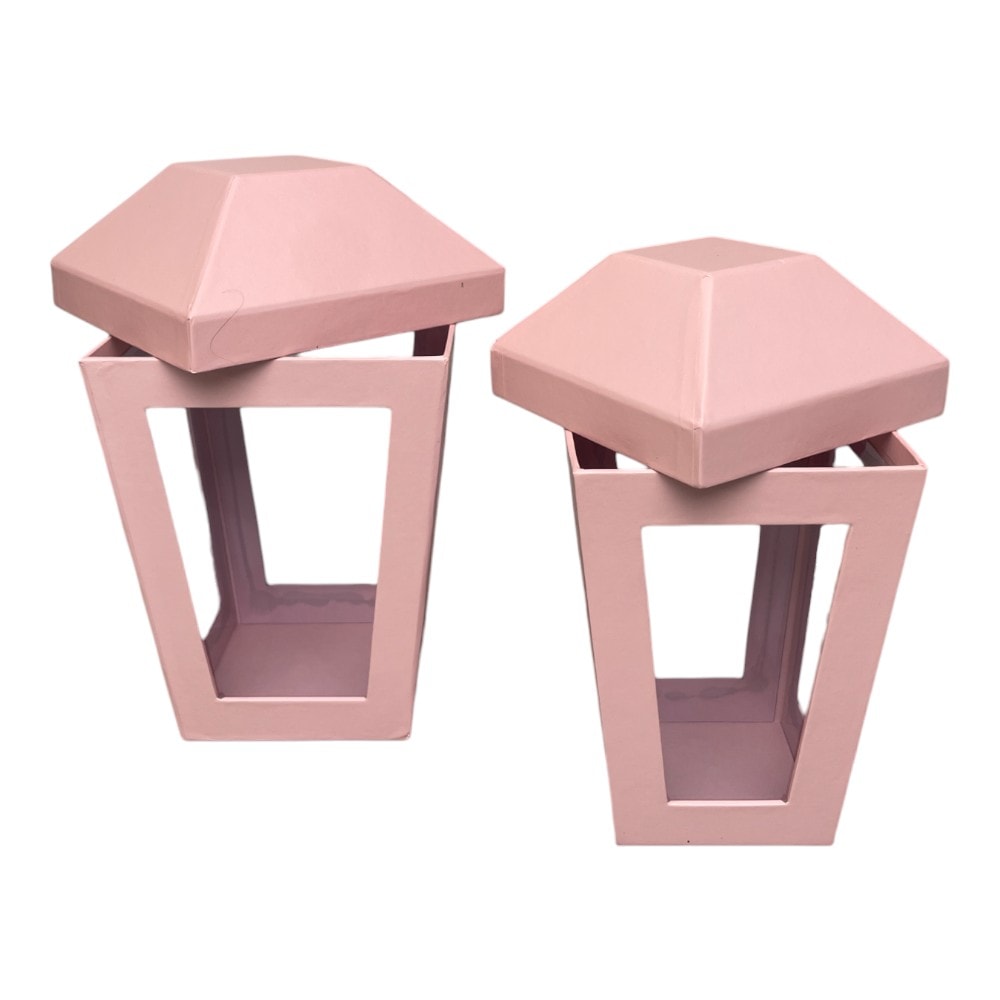 Set 2 cutii în formă de felinar cu capac - roz 4 - craftup.ro