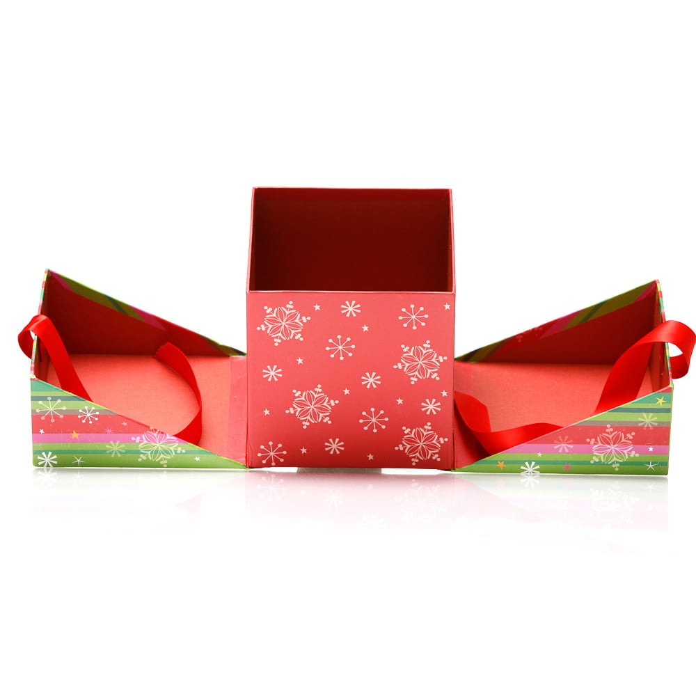 Set 2 cutii pătrate de Crăciun - model fulgi de nea 2 - craftup.ro