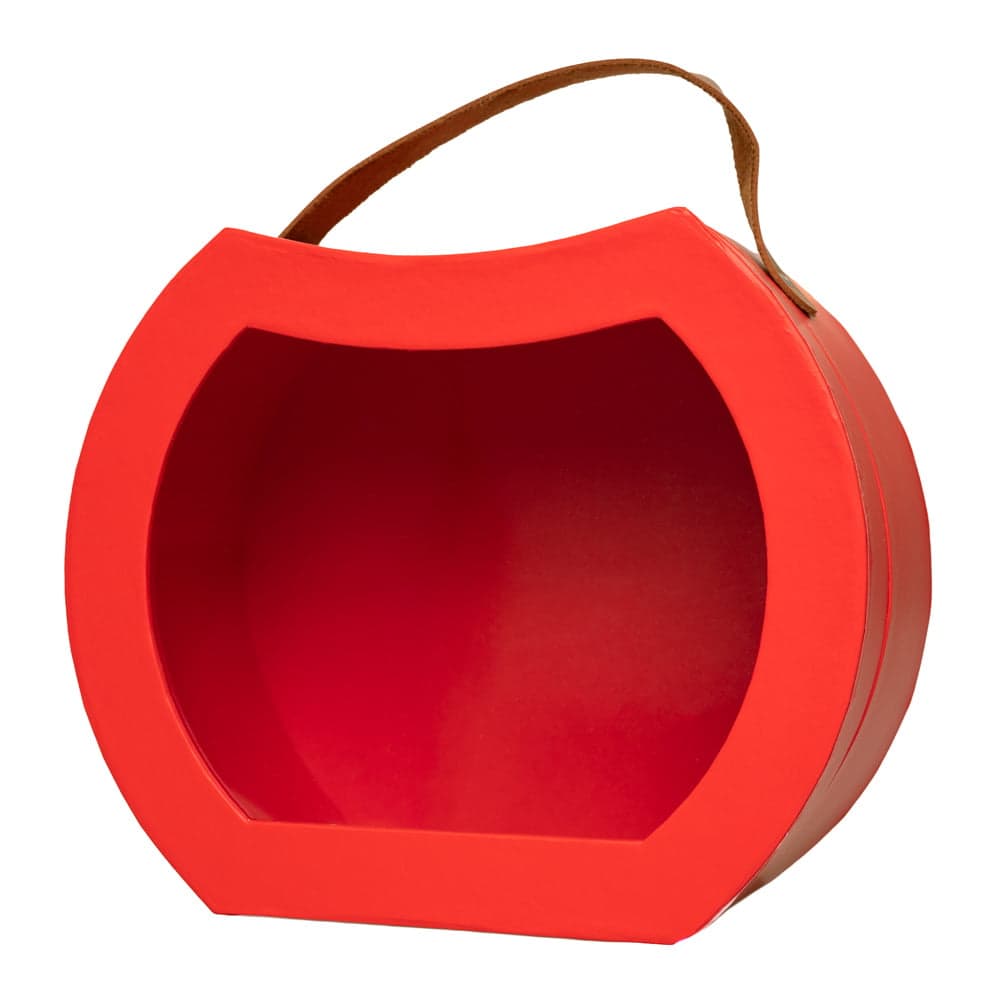 Set 2 cutii rotunjite cu mâner maro și fereastră - roșu 1 - craftup.ro