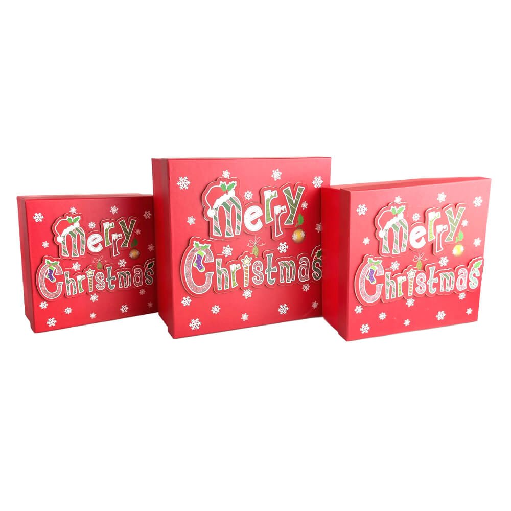 Set 3 cutii dreptunghiulare 3D mari Crăciun - Merry Christmas 1 - craftup.ro
