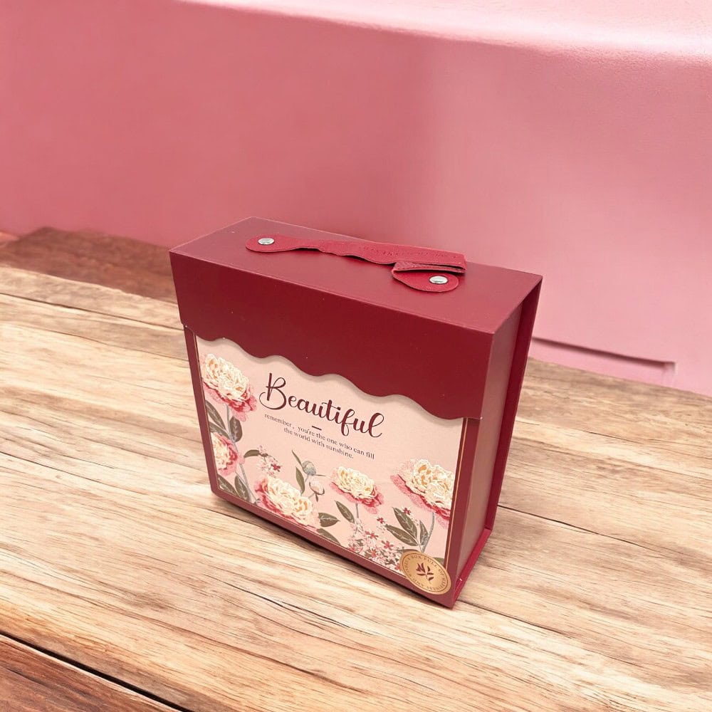 Set 3 cutii stil gentuță pentru cadouri cu mâner - model 1 roșu 2 - craftup.ro