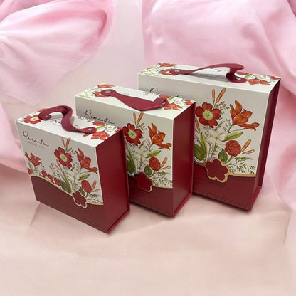 Set 3 cutii stil gentuță pentru cadouri cu mâner - model 2 roșu 5 - craftup.ro