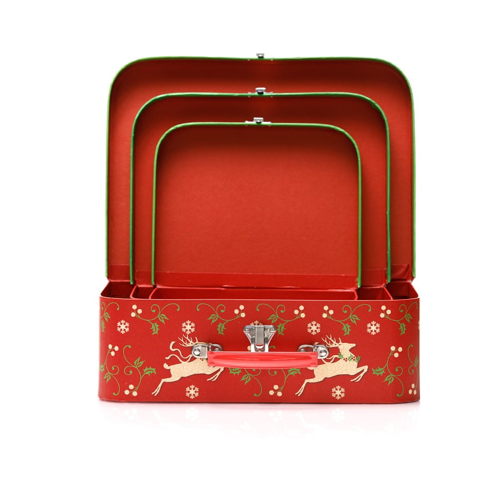 Set 3 cutii tip geantă Crăciun - model reni 3 - craftup.ro