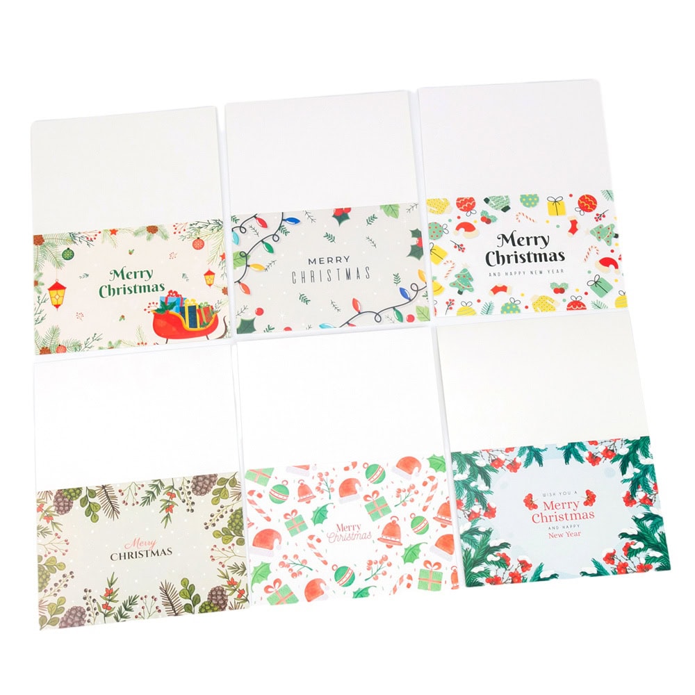 Set 6 felicitari de Crăciun cu plic și stickere aleatorii - model 4 3 - craftup.ro