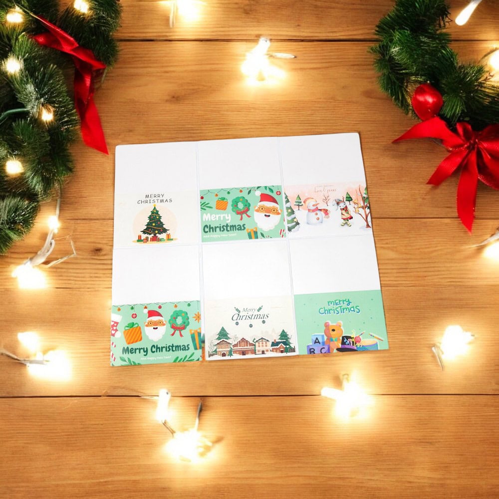 Set 6 felicitari de Crăciun cu plic și stickere aleatorii - model 6 2 - craftup.ro