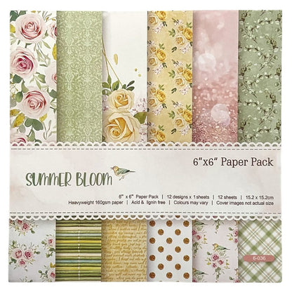 Set foi hârtie creativă 15x15cm model floral (set 12 foi) 1 - craftup.ro