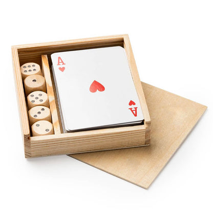 Set gravabil de cărți de joc și zaruri din lemn 1