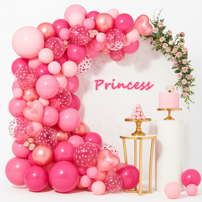 Set 158 baloane stil arcada Princess - roz