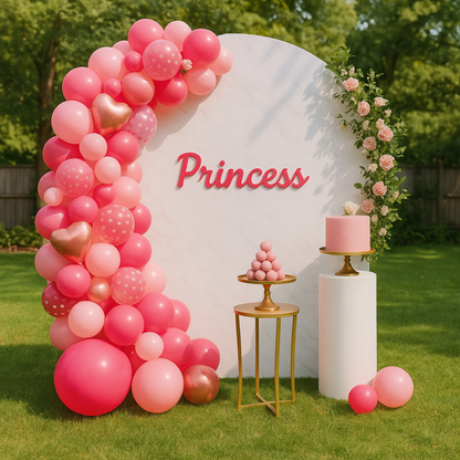 Set 158 baloane stil arcada Princess - roz