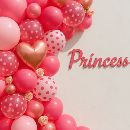 Set 158 baloane stil arcada Princess - roz