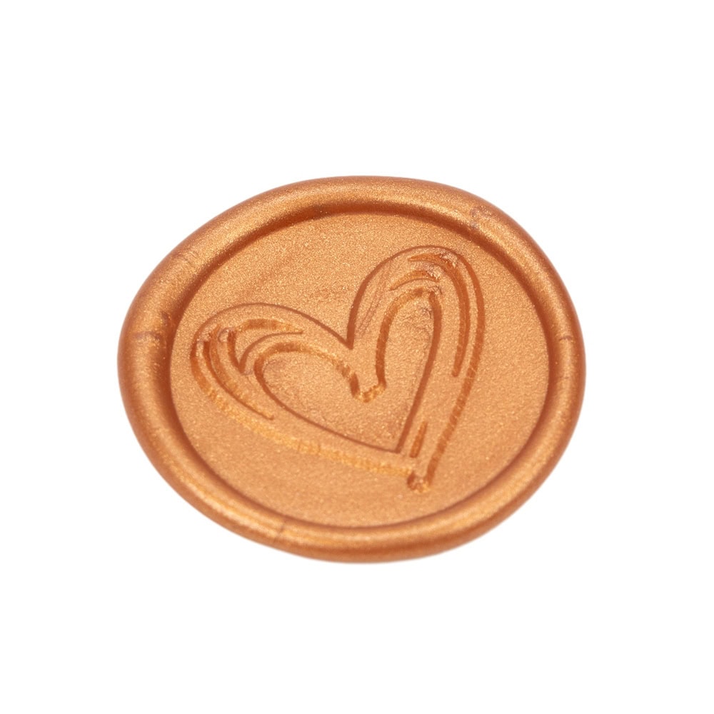 Sigiliu ceară 3cm cu adeziv - model inimă maro 1 - craftup.ro