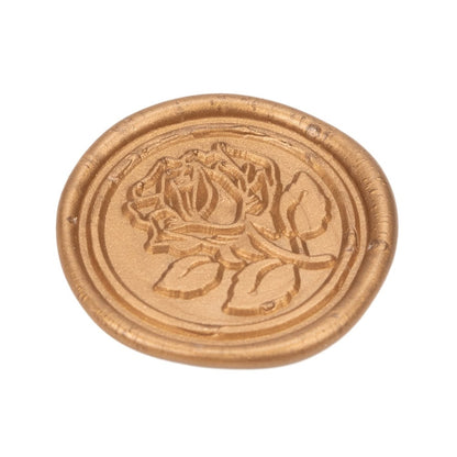 Sigiliu ceară 3cm cu adeziv - model trandafir întreg auriu 1 - craftup.ro