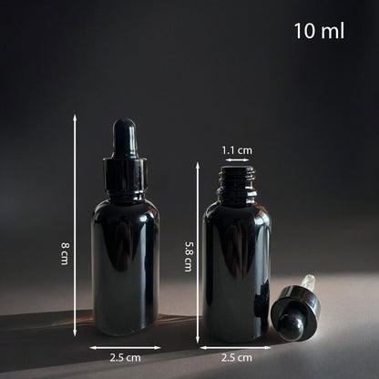 Sticluță neagră lucioasă cu pipetă 10 ml - craftup.ro