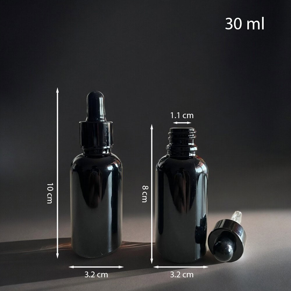 Sticluță neagră lucioasă cu pipetă 30 mll - craftup.ro