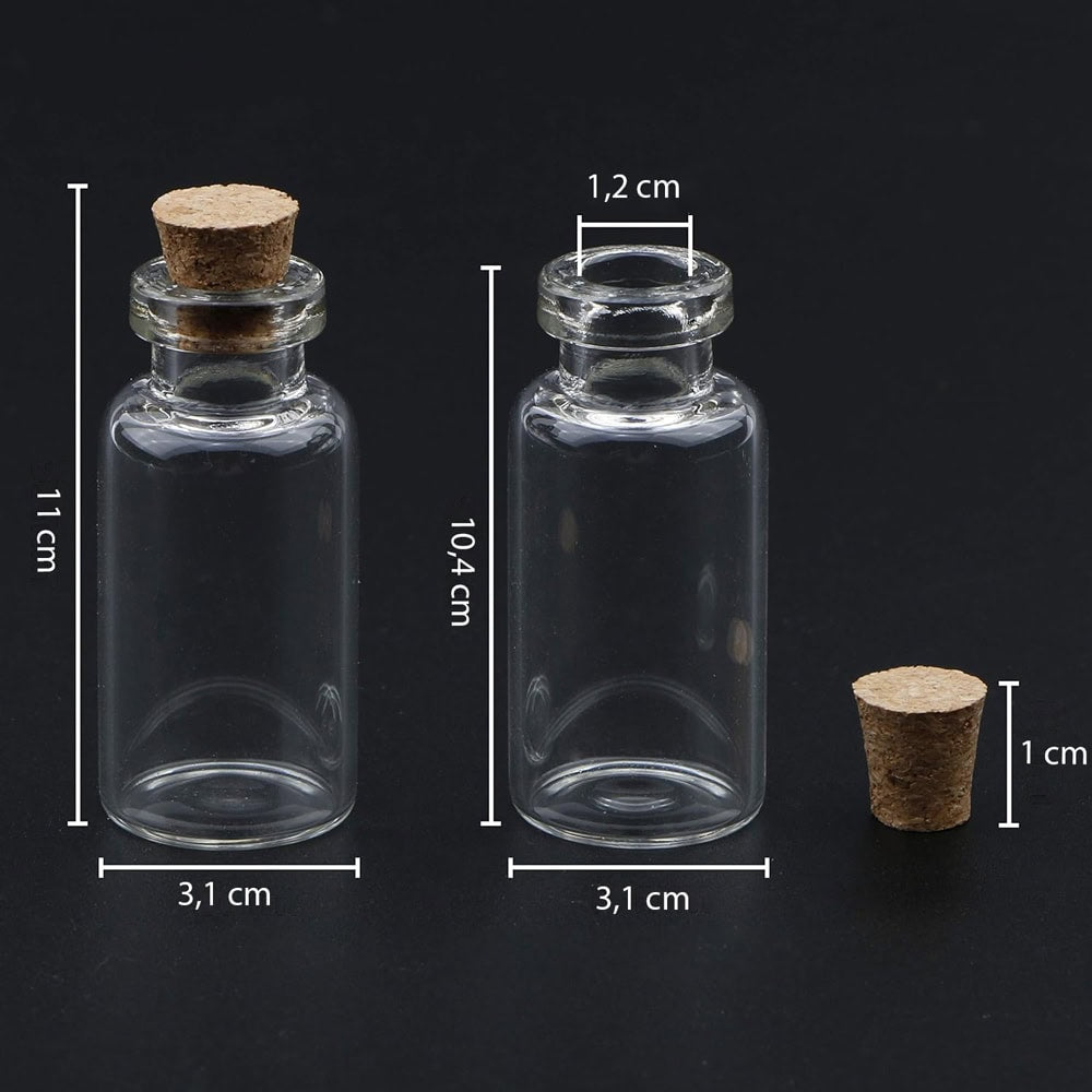 Sticluță transparentă cu dop de plută 50 ml - craftup.ro