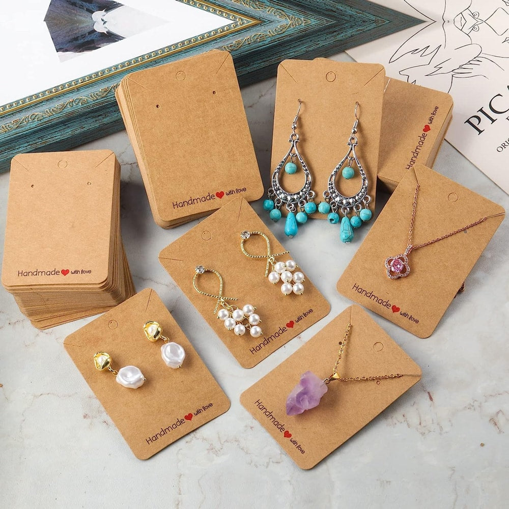 Suport cercei și colier din hârtie cu mesaj Handmade kraft 2 craftup.ro