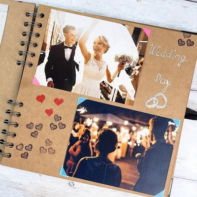 Album foto dreptunghiular cu spirală si panglică satin - Kraft - CraftUp
