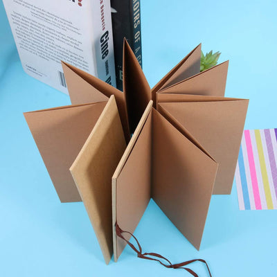 Album foto dreptunghiular pliabil cu șnur din piele - Kraft - CraftUp