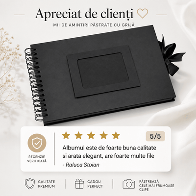 Album Foto Tip Scrapbook cu Spirală și Închidere Panglică - CraftUp