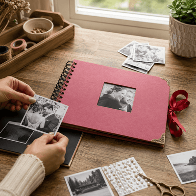 Album Foto Tip Scrapbook cu Spirală și Închidere Panglică - CraftUp