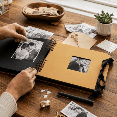 Album Foto Tip Scrapbook cu Spirală și Închidere Panglică - CraftUp